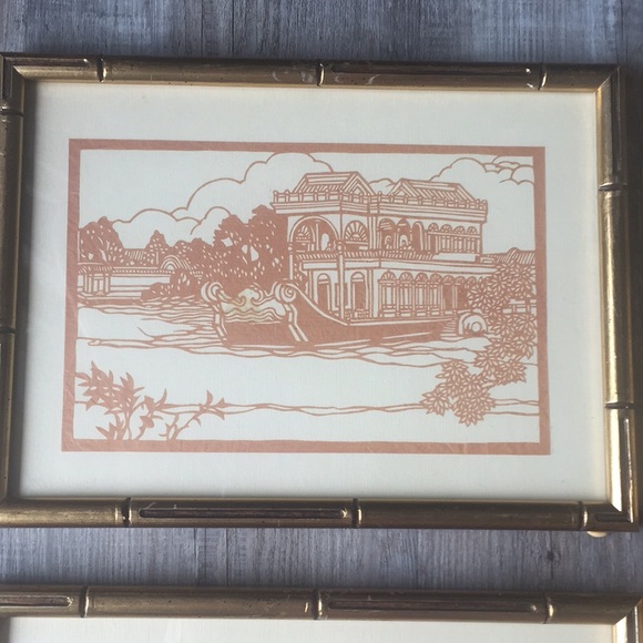 Vintage Japanese Paper-Cut Art. Set of Four Framed - Picture 4 of 9